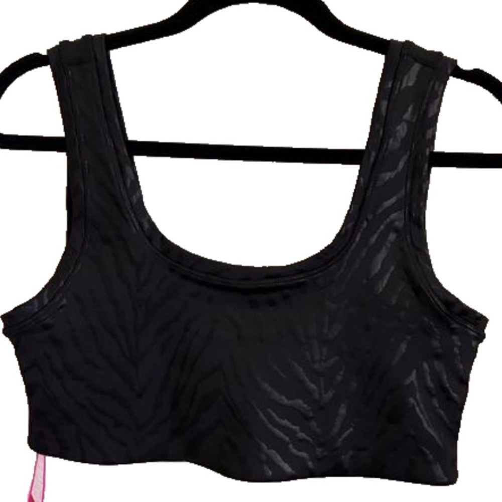 Brand New With Tags Terez Black Zebra Print Foil Sports Bra L